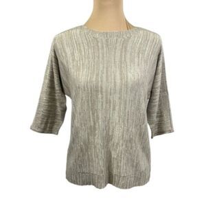 Chico's Sweater Top Size 1 (8) Beige Dolman Sleeve  Short Sleeve